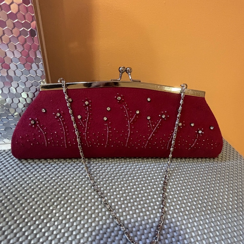 Elegant purple Clutch with Silver Accents